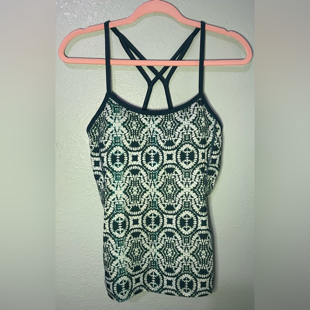 Athleta Green and Blue Lace Pattern Camisole